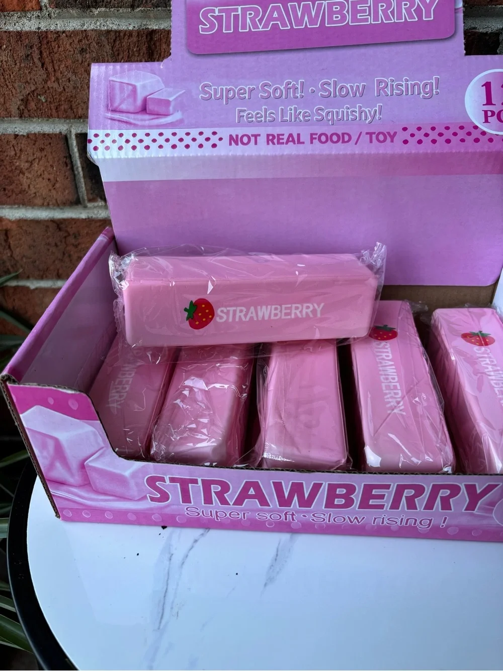 Pink Strawberry Squishy Block - Strawberry